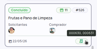 Identificadores de pedidos integrados ao ERP no fluxo de cotações